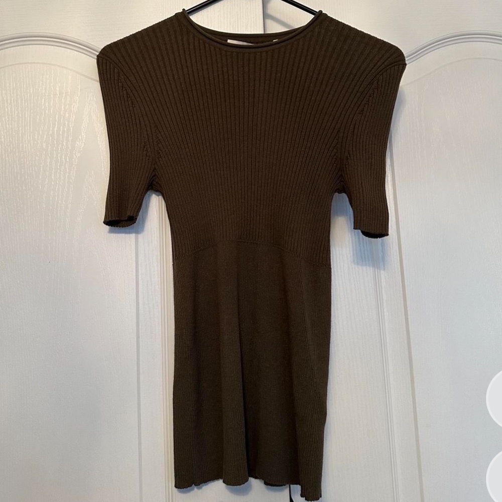 Dion Lee Dark Green Quarter Sleeve Top